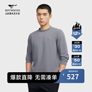 七匹狼【商場同款】長袖T恤秋新品圓領(lǐng)體恤衫潮流時(shí)尚休閑男裝上衣 002(黑灰) XL 175/92A