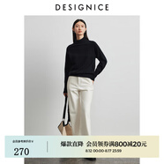 迪賽尼斯（DESIGNICE）冬季新款半高領(lǐng)全羊毛長(zhǎng)袖打底衫通勤毛針織衫女 黑色 M