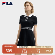 FILA 斐樂(lè )官方女裝編織連衣裙2025夏季新款時(shí)尚簡(jiǎn)約翻領(lǐng)修身裙子 傳奇藍-NV 2XL 180/96A/XXL