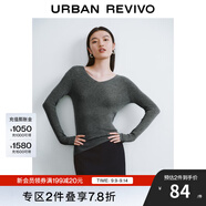 UR秋季新款女裝簡約基礎(chǔ)百搭休閑修身V領(lǐng)針織衫UWB940008 中灰 S
