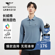 七匹狼男士長(zhǎng)袖T恤男秋冬翻領(lǐng)挺括休閑商務(wù)打底男士上衣polo衫 109(天藍(lán))1D1D50605888 L 170/88A