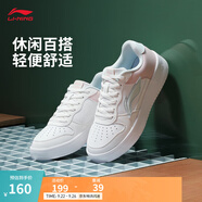 李寧板鞋女鞋百搭透氣小白鞋耐磨運(yùn)動(dòng)休閑鞋 【浮舟】云霧白/淺粉色420-4 38
