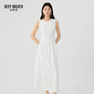 深呼吸DEEP BREATH醋酸抑菌無袖收腰長(zhǎng)款小黑裙連衣裙A500435 A500566 白-加長(zhǎng) S (2)