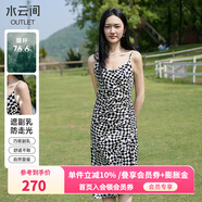 水云間黑白格紋氣質(zhì)吊帶連衣裙女2025夏季新款顯瘦輕熟高級感設計女裙子 黑花 M