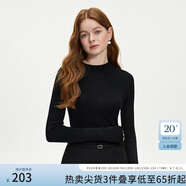 范思藍(lán)恩【可機(jī)洗全羊毛】針織衫秋冬半高領(lǐng)內(nèi)搭打底衫毛衣14114 黑色半高領(lǐng) XS
