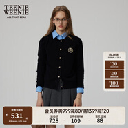 Teenie Weenie小熊秋季簡約學(xué)院風(fēng)毛衣針織開衫輕奢質(zhì)感羊絨綿羊毛 黑色 M (165)