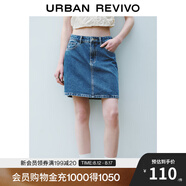 UR2025夏季新款女裝休閑簡(jiǎn)約復(fù)古水洗牛仔半裙UYU850041 藍(lán)色 (無(wú)內(nèi)襯) XXS