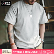 馬登工裝華夫格重磅t恤男美式復(fù)古老錢風正肩半袖衫男款夏季男士短袖 灰色 【抗皺t恤/衣服男裝夏季】 L (175) 【順豐24h速發(fā)】