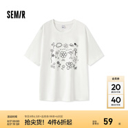 森馬（Semir）短袖T恤女設(shè)計(jì)感繡花套頭衫趣味ins潮夏個(gè)性寬松上衣女生小眾 本白10101 S