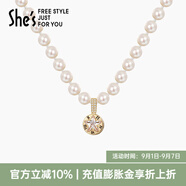 She's茜子時(shí)尚優(yōu)雅工藝珍珠短款項(xiàng)鏈頸鏈輕奢高級(jí)感鎖骨鏈教師節(jié)禮物 項(xiàng)鏈6mmSPP8719277