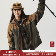 藍(lán)岐BLUE 2024秋冬保暖雙面穿三防夾克抓絨立領(lǐng)拼接外套男 橘拼棕咖 M