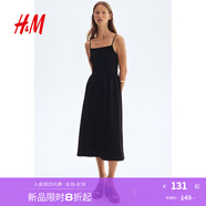 H&M女裝背心吊帶連衣裙25夏季新款簡(jiǎn)約舒適休閑度假長(zhǎng)裙1283256 黑色 L 170/104