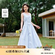 茵曼（INMAN）歐若風(fēng)無(wú)袖連衣裙2025夏季女裝新款a字背心裙 迷霧藍-W18528546 L