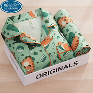 帕蘭朵睡衣女士春秋款開(kāi)衫長(cháng)袖純棉可外穿大碼休閑感兩件套品牌 9007#綠色老虎 M碼【80-95】