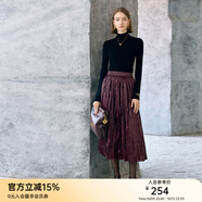 顏域（YANYEE）中長(zhǎng)款顯瘦A字半身裙女裝2025新款冬季裙子安可拉紅色百褶裙 酒紅 L