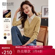 熙世界假兩件襯衫領拼接針織衫女別致學院風打底上衣2025春季新款 滕黃色 XL