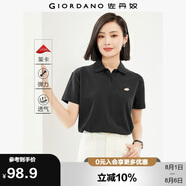 佐丹奴短袖Polo衫女萊卡棉珠地布元氣小刺繡翻領(lǐng)上衣05315390