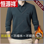 恒源祥（HYX）新款品牌男裝純羊毛絨衫絨衫男集團(tuán)羊毛絨衫假兩件毛衣男中年爸爸 8809灰綠色優(yōu)質(zhì)羊毛 加絨 L建議120-140斤