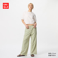 優(yōu)衣庫女裝麻混紡松緊長(cháng)褲/休閑褲473791 52 翠綠色 S /155/62A
