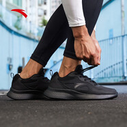 安踏（ANTA）男鞋運動(dòng)鞋秋季網(wǎng)面防滑皮面跑步鞋 【革面】黑/深灰-8 41