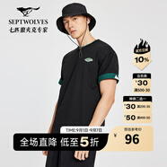 七匹狼（SEPTWOLVES）【易打理】短袖T恤男裝夏季純棉透氣休閑舒適上衣 001(黑色) L 175/96A