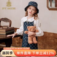 IVY HOUSE常春藤童裝女童連衣裙秋季新款 氣質(zhì)老花牛仔背帶裙時尚潮流A字裙 牛仔藍 110cm(110/56)