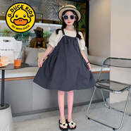 G.duck小黃鴨女童連衣裙春秋裝背帶裙子中大童套裝裙網(wǎng)紅女孩公主裙 2359背帶裙兩件套  120(身高110-120cm年齡5-7歲)