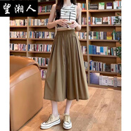 望湘人冰絲涼涼裙褲女夏季新垂感大碼寬松顯瘦山本風(fēng)休閑七分闊腿褲防曬 咖色山本裙褲 咖色山本裙褲 L 建議100-120斤