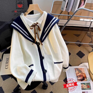 AEMAPE小熊毛衣開衫女外套2025春新款女裝衣服寬松溫柔秋冬季針織上衣 白色E款 均碼 (80-140斤拍)