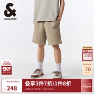 杰克·瓊斯（JACK&JONES）夏季五分褲LOGO刺繡字母提花略寬松運動(dòng)休閑短褲男裝22429F029 E11卡其色 3XL 195