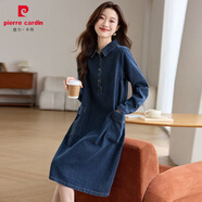 皮爾卡丹（pierre cardin）開春大碼牛仔連衣裙女裝2025新款氣質(zhì)穿搭裙子寬松顯瘦洋氣連身裙 藍灰色面料 M 建議100-115斤