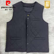 皮爾卡丹（pierre cardin）皮毛一體羊毛呢馬甲女冬季加厚坎肩保暖羊皮背心中老年媽媽上衣外 黑色 XL _90-125斤