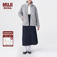 無(wú)印良品 MUJI 男女通用 羊羔絨 拉鏈夾克 毛絨加絨厚外套 秋冬季 灰色 XXS-XS