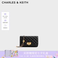 CHARLES&KEITH經(jīng)典菱格鏈條小方單肩斜挎包包女包生日禮物七夕禮物CK2-70160131 Black黑色 小包