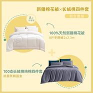 京東京造 經(jīng)典棉花套裝【經(jīng)典棉花冬厚被+60支貢緞四件套】1.5m床