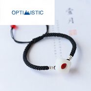 OPTIMISTICJD物流珠寶玲瓏骰子安紅豆手鏈?zhǔn)止と牍窍嗨级购Y子吊 黑繩925銀骰子手鏈