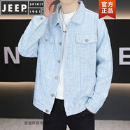 JEEP SPIRIT2025新款秋季牛仔襯衫男士長袖襯衣潮牌男款牛仔外套男裝春秋款 XG-861淺藍(lán)色 M