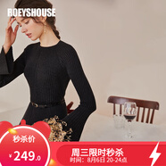 ROEYSHOUSE羅衣知性深灰色毛衣連衣裙秋裝新款簡約大擺打底中長裙03094 深灰色（不配送腰帶） M