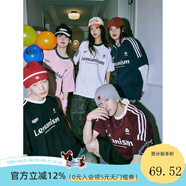 LEMANISM短袖男t恤夏季美式復古運動(dòng)體恤衫女寬松休閑上衣情侶裝寬松百搭 紅色 S