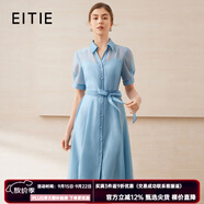 愛特愛（EITIE）【通透網(wǎng)紗襯衫連衣裙】夏日清爽通勤2025夏季新款女裙B2507658 洗水藍(lán)32 L (165)