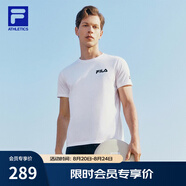 FILA官方男子短袖T恤夏季簡(jiǎn)約圓領(lǐng)運動(dòng)男裝上衣休閑針織套頭衫 玉石白-WT（新版） M 170/92A