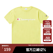 Champion夏季經(jīng)典款印花草寫LOGO圓領(lǐng)休閑運(yùn)動(dòng)T恤無性別冠軍短袖男女情侶 熒光黃 L
