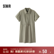 森馬（Semir）連衣裙女翻領(lǐng)燈籠袖休閑風(fēng)2025夏季防曬收腰短裙戶外109325114027