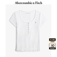 ABERCROMBIE & FITCH【多色亨利領(lǐng)】女裝25夏新款經(jīng)典小麋鹿修身短袖T恤KI139-5271 白色 L (165/104A)