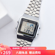 卡西歐（CASIO）手表 經(jīng)典方塊小金表時(shí)尚ins復(fù)古男表女表情侶表夜光電子表 A500WA-1D 34mm男款