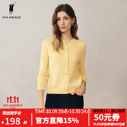 POLOWALK針織衫女打底衫內搭春秋款絞花針織開(kāi)衫春裝外套韓系女裝毛衣夾 黃色A S (155)