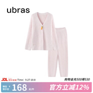 ubras【虞書(shū)欣同款】兔絨絨開(kāi)襟家居服套裝厚款女加絨睡衣冬季女 【長(cháng)袖長(cháng)褲套裝】粉晨色 M