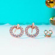 ICESTRELLA18圓形滿(mǎn)鉆環(huán)鑲耳釘純銀莫桑石女可愛(ài)網(wǎng)紅耳環(huán)洗澡不掉色 銀色