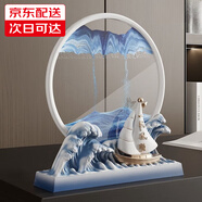 赟婭一帆風(fēng)順帆船擺件輕奢高檔客廳軟裝飾品電視柜酒柜辦公室藝術(shù)玄關(guān) 一帆風(fēng)順流沙畫【禮盒裝】