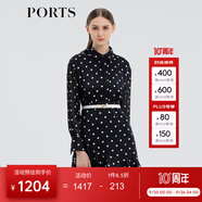 PORTS寶姿 春夏新品印花長(zhǎng)袖連衣裙ASL9D001LPP083 黑色印花 S (4)